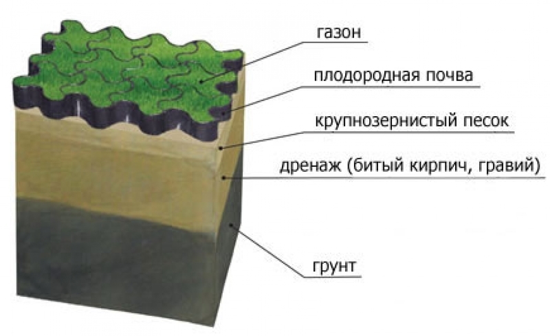 Рулонный газон схема