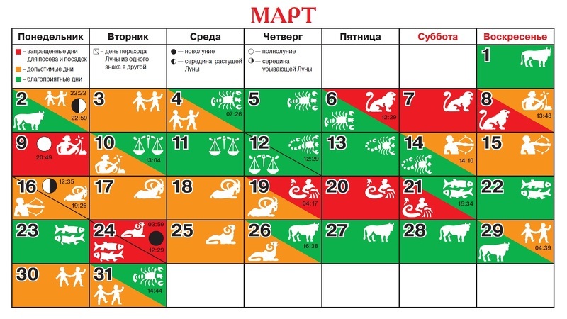 Благоприятные дни на март: посевной календарь в таблице