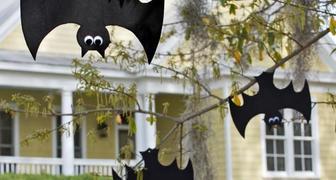 Летучие мыши на деревьях на Хэллоуин: украшение придомовой территории