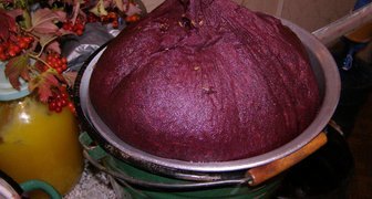 Фильтрация сусла от мезги через марлю