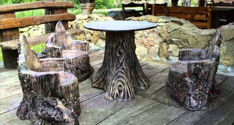 Деревянная мебель для сада своими руками - фото стола и стульев из пней