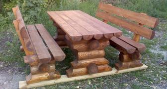 Деревянная мебель для сада своими руками - фото стола и лавочек из сруба