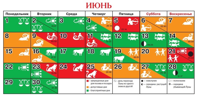 Благоприятные дни на июнь: посевной календарь в таблице