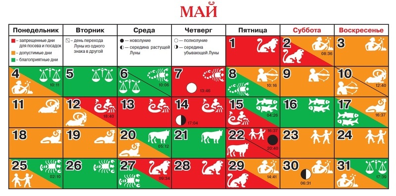 Благоприятные дни на май: посевной календарь в таблице