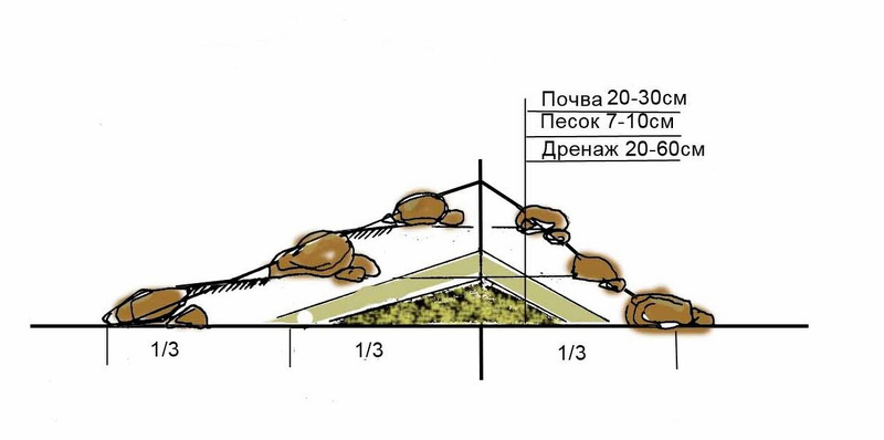 Схема строения альпийской горки
