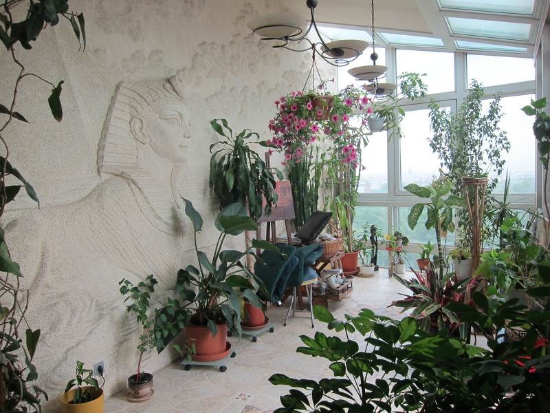Зимний сад на балконе, созданный с помощью природных материалов